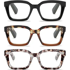 Readers for Women Oprah Style Square Reading Glasses with Spring Hinge Blue Light Blocking for Men Ladies