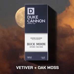 Duke Cannon Supply Co. Proper Cologne – Buck Moon, Lime & Vetiver, Fresh, Natural Eau de Parfum for Hard-Working Men, Warm July Night Scent, Long-Lasting Everyday Fragrance, Small Batch, Artisan-Made, 1.7 fl oz Modern Apothecary Bottle