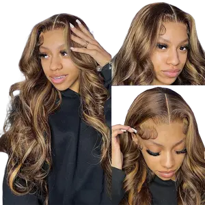 Asteria Hair Highlight Brown Glueless Wig for Beginners Body Wave 7x5 Pre Cut Lace Closure Wig Ready To Go Colored Wigs P4/27#