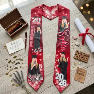 Personalized Class of 2026 Photo Graduation Stole – Custom Keepsake Sash.