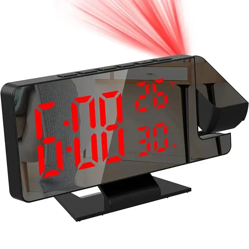 LED Digital Clock - Modern Alarm Clock with Backlit Display, Ceiling Projection, Time-Temperature Readout, Snooze Function for Home Decor, Modern Alarm Clocks