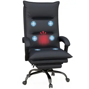 Vinsetto Executive Massage Office Chair with 6 Vibration Points, Microfiber Computer Desk Chair, Heated Reclining Chair with Footrest, Armrest, Double Padding