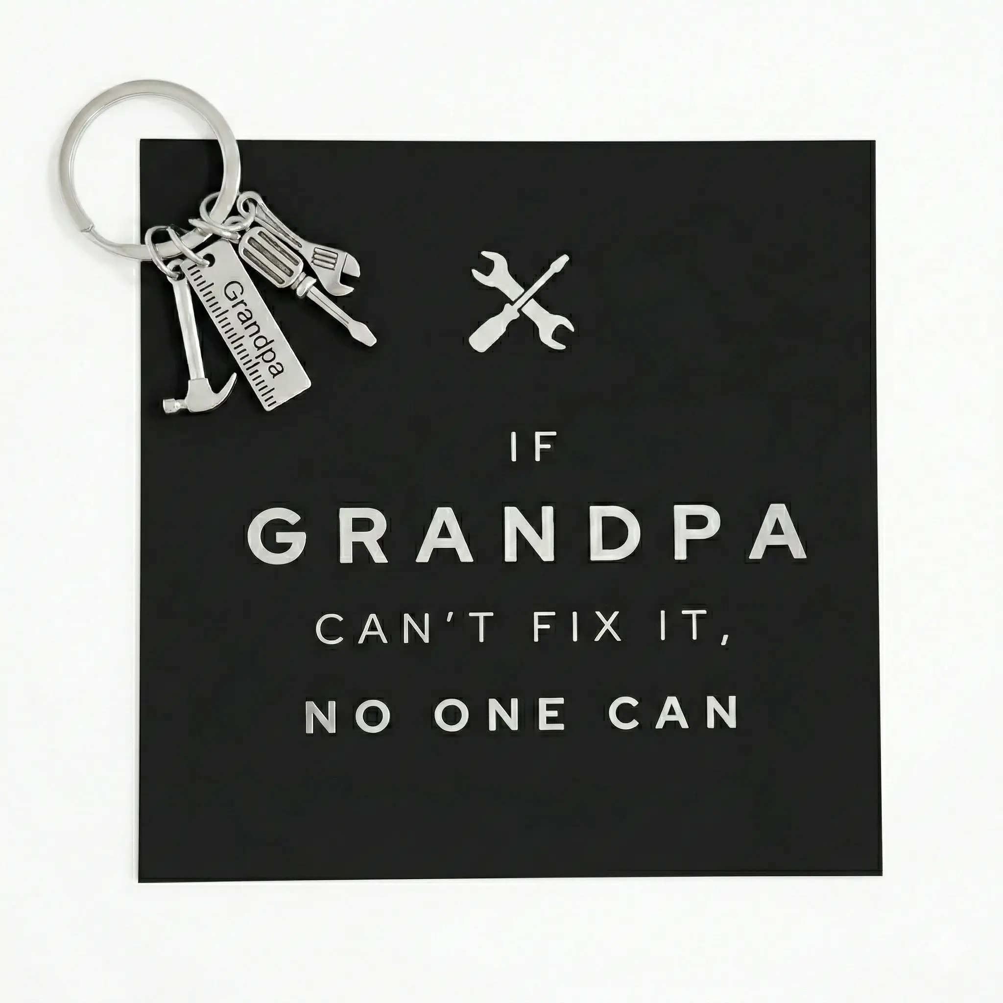 “If Grandpa Can’t Fix It” Card & Tool Keychain Gift Set – Perfect Father’s Day Gift for Grandpa Christmas Screwdriver