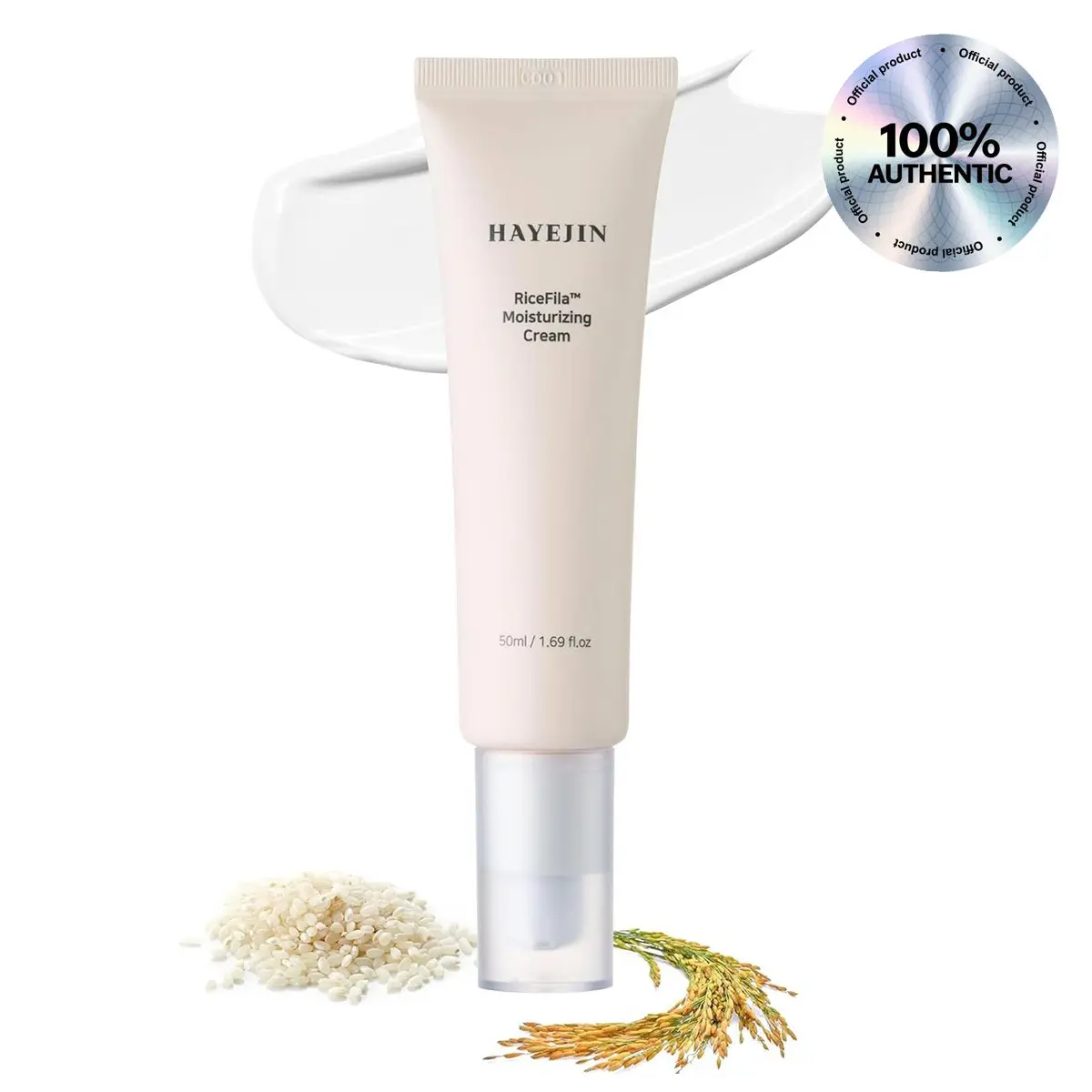 HAYEJIN RiceFila Moisturizing Cream - Officiial Product 50HR Hydrating Day and Night Moisturizer Face Cream with Niacinamide, 8 Hyaluronic Acids & 6 Peptides - Lightweight & Layerable Vegan Korean Skincare 1.69 fl oz