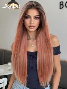 28 Inch Long Straight Wigs for Women, Gorgeous Fluffy Wigs without Bangs, Synthetic Lace Front Wigs for Party, Daily Use, Glueless Ready To Wear Wig, Glueless Lace Frontal