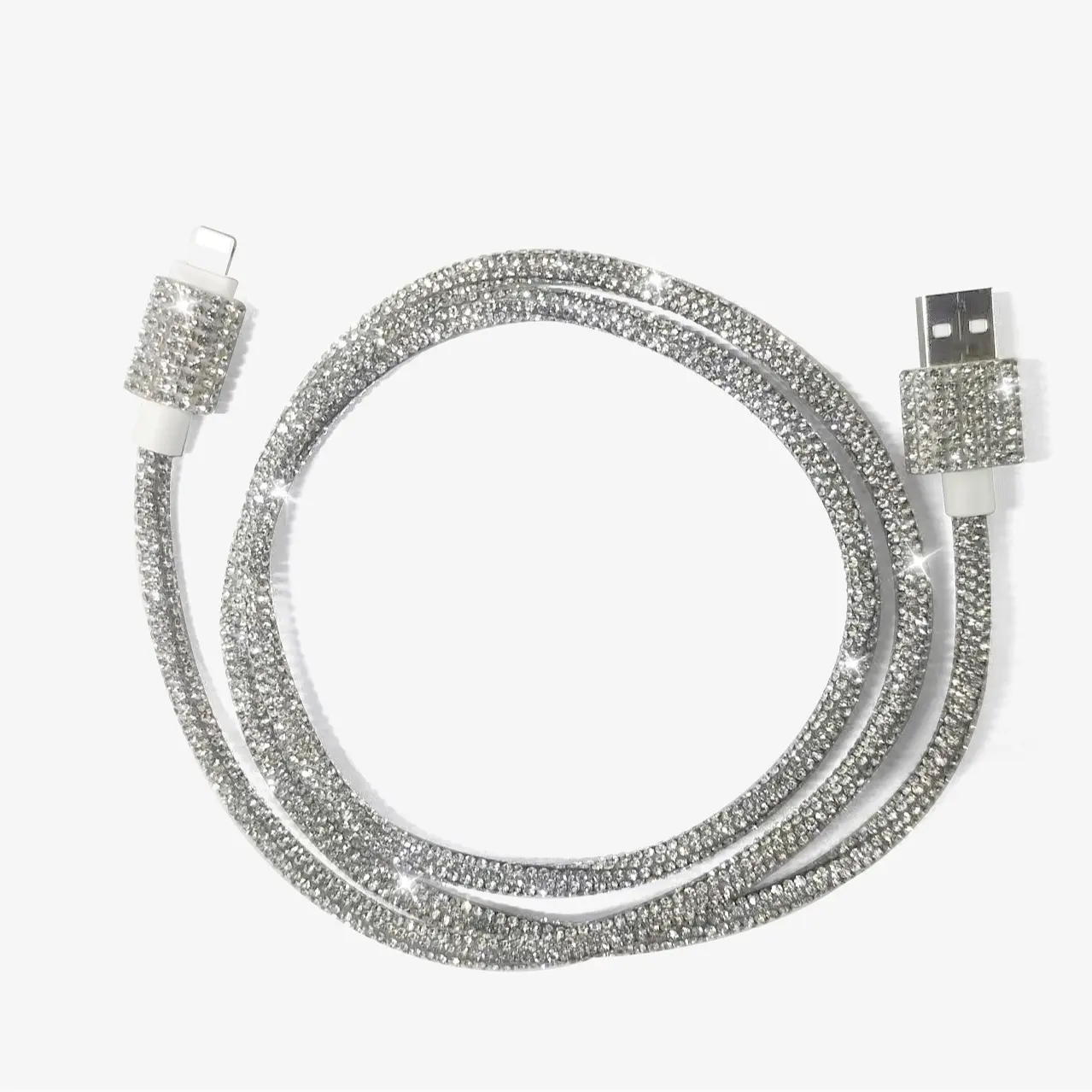 Diamond-encrusted 4-in-1 Multi-Purpose Data Cable, 60W Fast Charging 1m Cable with Dual USB-C & Lightning Connectors, Compatible with Apple Smartphones, Cellphones, iPads, Computers & Electronic Devices, Ideal for Car Charging