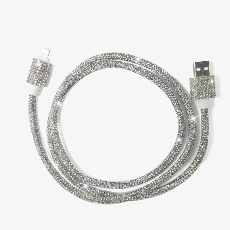 Diamond-encrusted 4-in-1 Multi-Purpose Data Cable, 60W Fast Charging 1m Cable with Dual USB-C & Lightning Connectors, Compatible with Apple Smartphones, Cellphones, iPads, Computers & Electronic Devices, Ideal for Car Charging, Fast Charger, Universal Cha