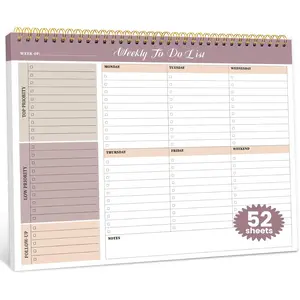 Weekly To Do List Notepad with 52 Undated Sheets 8.5"×11" Undated Weekly Planner Notepad for Office Desk Accessories and Supplies Midnight Lilac