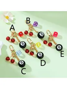 1pc Lightweight and Durable Billiards Keystring for Enthusiasts Easy to Carry Resin 8 Billiards, Billiards Keystrings, Charm Bag Penders