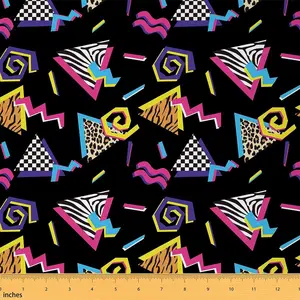 80s 90s Memphis Fabric By The Yard,1 Yard,Memphis Geometric Fashion Upholstery Fabric,Leopard Print Zebra Print Buffalo Check Waterproof Fabric