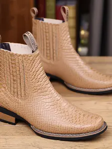 Versatile Chelsea Boots, Square Toe Foot Shape Correction, Car Line Edge, Business Casual Switch, All Seasons, PU Leather, Rubber Sole, Footwear