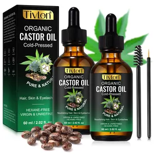 60ML Organic Castor Oil Duo Pack, Cold-Pressed Omega-Rich Moisturizing Skincare Massage Oil, Premium Quality for Skin Care, Pure Virgin Oil