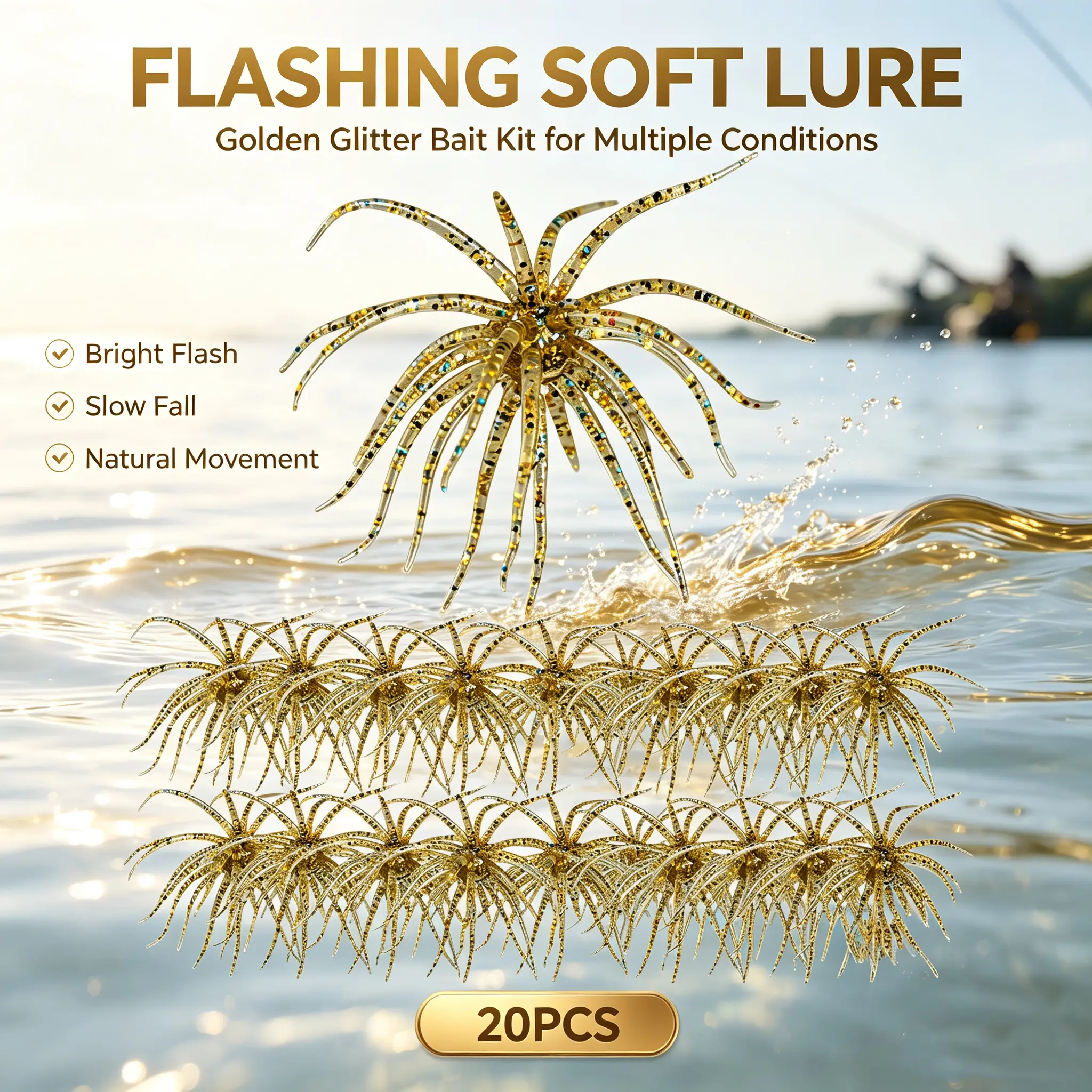 20PCS Fishing Lures for Freshwater – Realistic Sea Urchin Bait, Floating Artificial Fishing Lures with Lifelike Details, Durable Soft Bass Baits