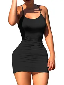 USBOUTIQUECHIC Women's Stretchy Sleeveless Bodycon Mini Dress, Womenswear, Polyester Soft Breathable Fabric, Casual Lounge Everyday Relaxed Fit