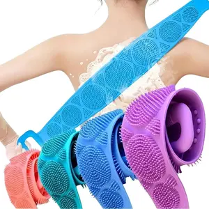 Silicone Body Exfoliating Brush with Long Handle, Back Cleaning Shower Brush, Skin-Friendly Material, 1pc Bath Accessory, Shower Bath Tool