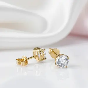 14k Yellow Gold 0.8 Ct Sparkling Diamond Option Stud Earrings