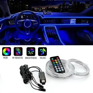 Car Interior Decorative Light, USB Car 4m/5m Colorful Button LED Fiber Optic Ambient Light, Perfect for Car Interior Decoration