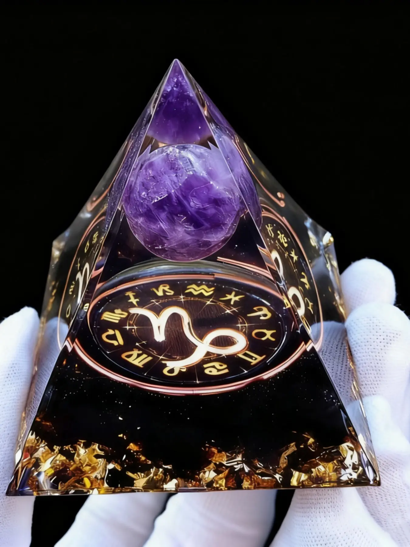 Orgonite Crystal Pyramid Large Pyramid Gemstones Esoteric Pyramids Astrology Zodiac Sign Gifts 12 Constellations Esoteric Decoration (Capricorn)