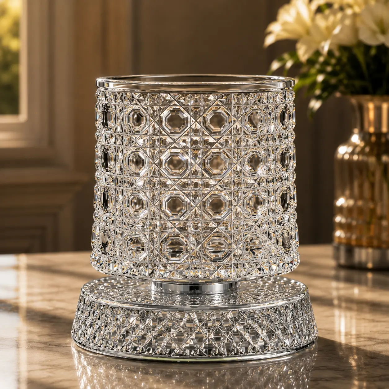 Spinning Crystal Whiskey Glass, 360° Rotating Star-Cut Whiskey Tumbler, Premium CrystalDrinking Glass for Bourbon, Wine & Cocktails, Unique Stress Relief Gift for Him set