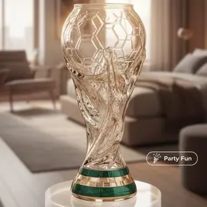 Easy Grip! World Cup Glass Cup Stylish Glass Cups Ergonomic Design, Comfortable Sipping Experience, Human-Engineered Drinkware, Perfect for Fans, Premium Drinking Glasses
