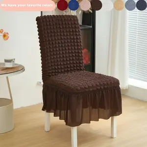 High Elastic Stretch Solid Color Chair Cover with Ruffled Hem | Removable & Machine Washable, Easy to Care | Pet (Dog/Cat) & Family-Friendly | Fits Kitchens, Wedding Parties, Hotels & Banquets | Long-Lasting & Snug Non-Slip | Universal Furniture Protector