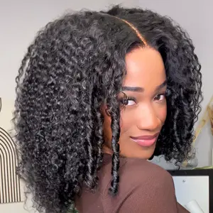 UNice 250% Density Afro Kinky Curly Wig with Burmese Curly Layer Pre Bleached Glueless 7x5 HD Lace Closure Human Hair Wigs with Drawstring Pre Plucked Natural Hairline Beginners Friendly summer wig
