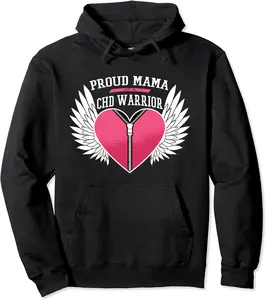 CHD Warrior Proud Mama Zipper Heart With Angel Wings Pullover Hoodie - Karenlyn Shop 21B0842V7LJB