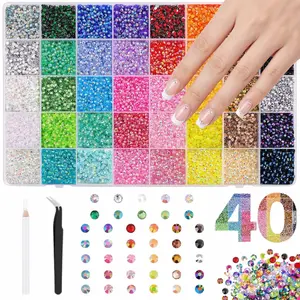 VIBRANT GEMS 40 Color ResinRhinestones with Tweezers for Crafting Mixed-Color 3mm Bedazzling Crystal with Gifted Tools Jewelry for DIY Crafts Clothing Tumblers ShoesFabric Nail Art Colorful Gem DIY Bedazzling Kit flatback bead jelly rhinestone