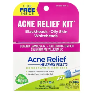 Boiron Acne Relief, 3 Tubes, 80 Meltaway Pellets Each | HSA/FSA Eligible
