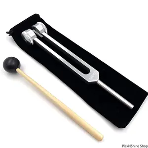Portable 128Hz Silver Aluminum Alloy Tuning Fork with Wooden Accent - Fashion Accessory, Sound Therapy Tool for Meditation & Nervous System Balance
