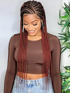 Fashion New HD Full Lace Single Layer Silk Braided Wig, Long Unique Large Corn Braid Headband Wig, Daily Wear Preferred, Box Braids, Boho Box Braid, Braided Hair Wigs