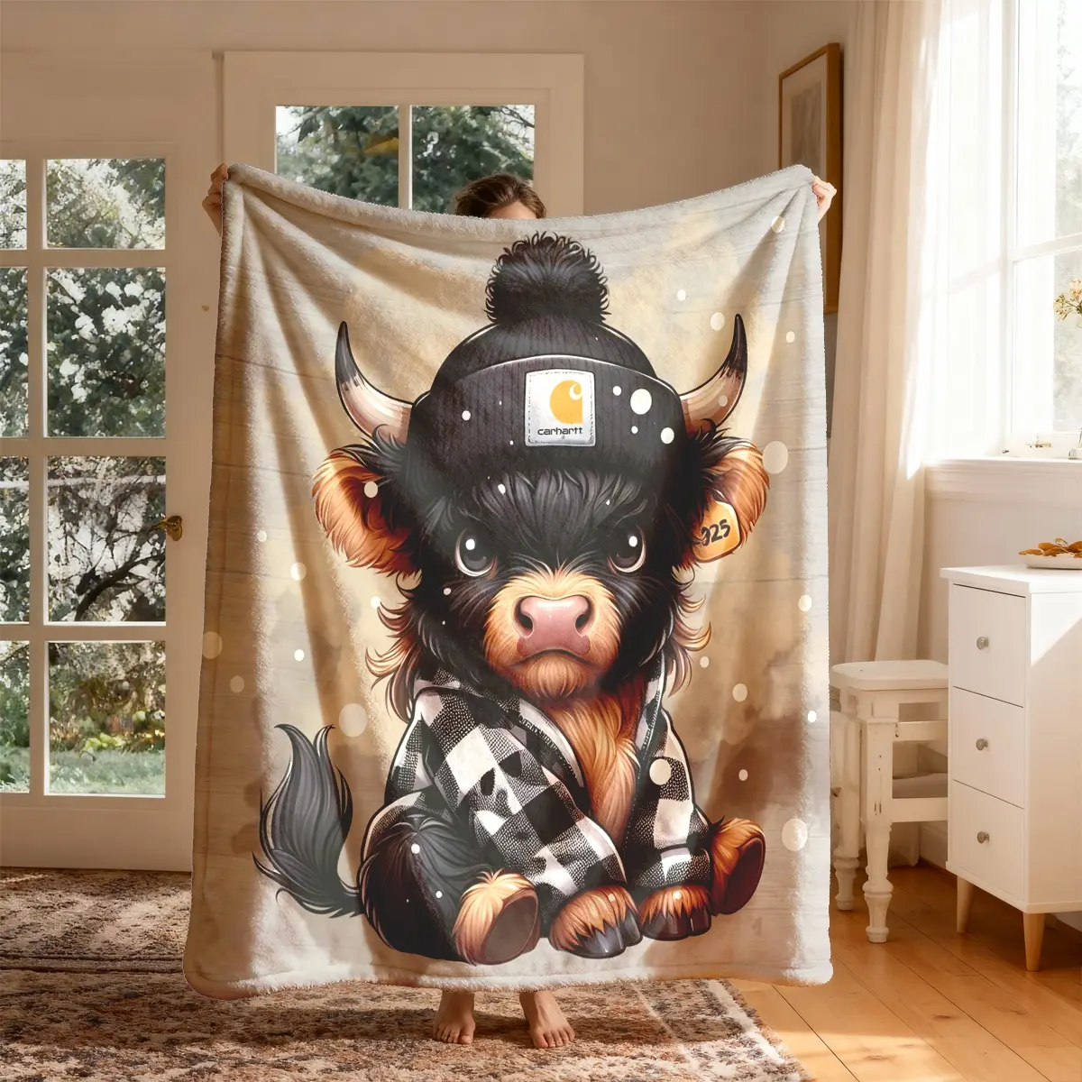 Cute Cow Print Polyester Flannel Weave Blanket, 60*80 in, Soft, Lightweight, Breathable, Ideal for Bed/Sofa, Home/Office Use, Christmas Gift