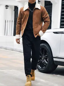 Men's Tactical Zipper Jacket, Warm Winter Coat with Thick Collar, Casual Outdoor Windbreaker for Cold Weather, Fashionable Durable Outerwear