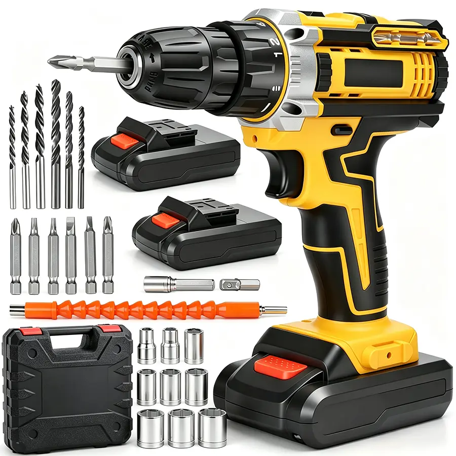 20V Cordless Drill Tool Set with 2 Batteries & Charger, 2-Speed Electric Power Drill, All-in-One Home Repair & DIY Tool Kit with Drill Bits, Sockets & Accessories, Portable Toolbox for Homeowners & Beginners#Blackfriday#Christmas Gift