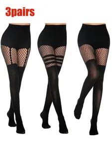 Women's Mesh Fishnet Pantyhose Set, Mesh Stockings, Sexy Tight-Fitting Strap Design, Comfortable & Stylish Spring/fall Wear, Perfect for Daily, Underwear