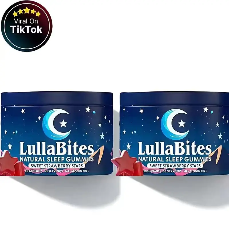 LullaBites Melatonin-Free Sleep Gummies - Natural Sweet Strawberry Stars Flavor, 30-Serving Healthcare Sleep Wellness Supplement (Health & Nutrition Support)