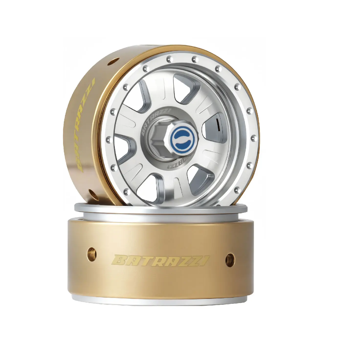 BATRAZZI Aluminum 1.2" Rogue Beadlock Wheels Silver (2pcs) - Durability, Lightweight, Performance, Precision, Rugged Wheels for RC Toy Accessories, Easy Install, Durability Wheels