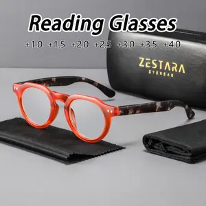 Women's Classic Vintage Round Reading Glasses, Durable PC Material, +1.00 to +4.00 Strength, Fashionable Daily Wear, High-Quality Lenses