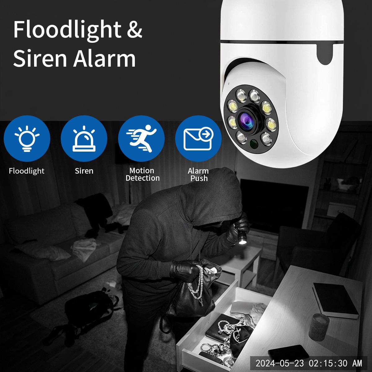 Ivyiot 2K Light Bulb Camera Smart WiFi Security Camera with Auto-Connection Technology, 360 View & 2-Way Audio for Baby/Pet/Store, Simple E27 Plug & Play Design