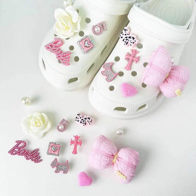 Shoes Charms for Girls, Adorable Pink Bow & Cute Hearts Pattern - Easy DIY Footwear Decorations to Enhance Look & Add a Personal Touch, Adorable Charms, Diy Easy, Enhances Look