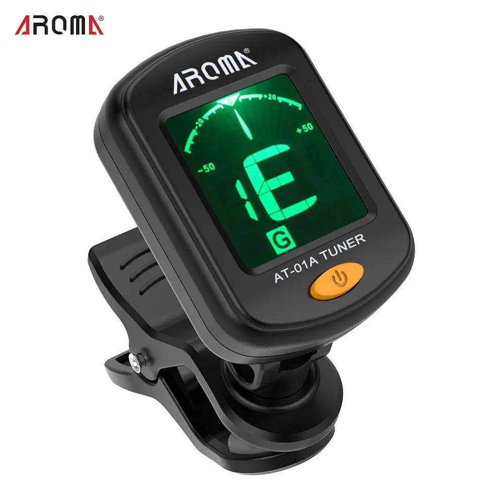 AROMA AT-01A Clip-on Guitar Tuners, (1/2/3Pcs Optional), with LCD Display, 440Hz, For Chromatic Acoustic Electric Guitar Bass, Ukulele Banjo Violin
