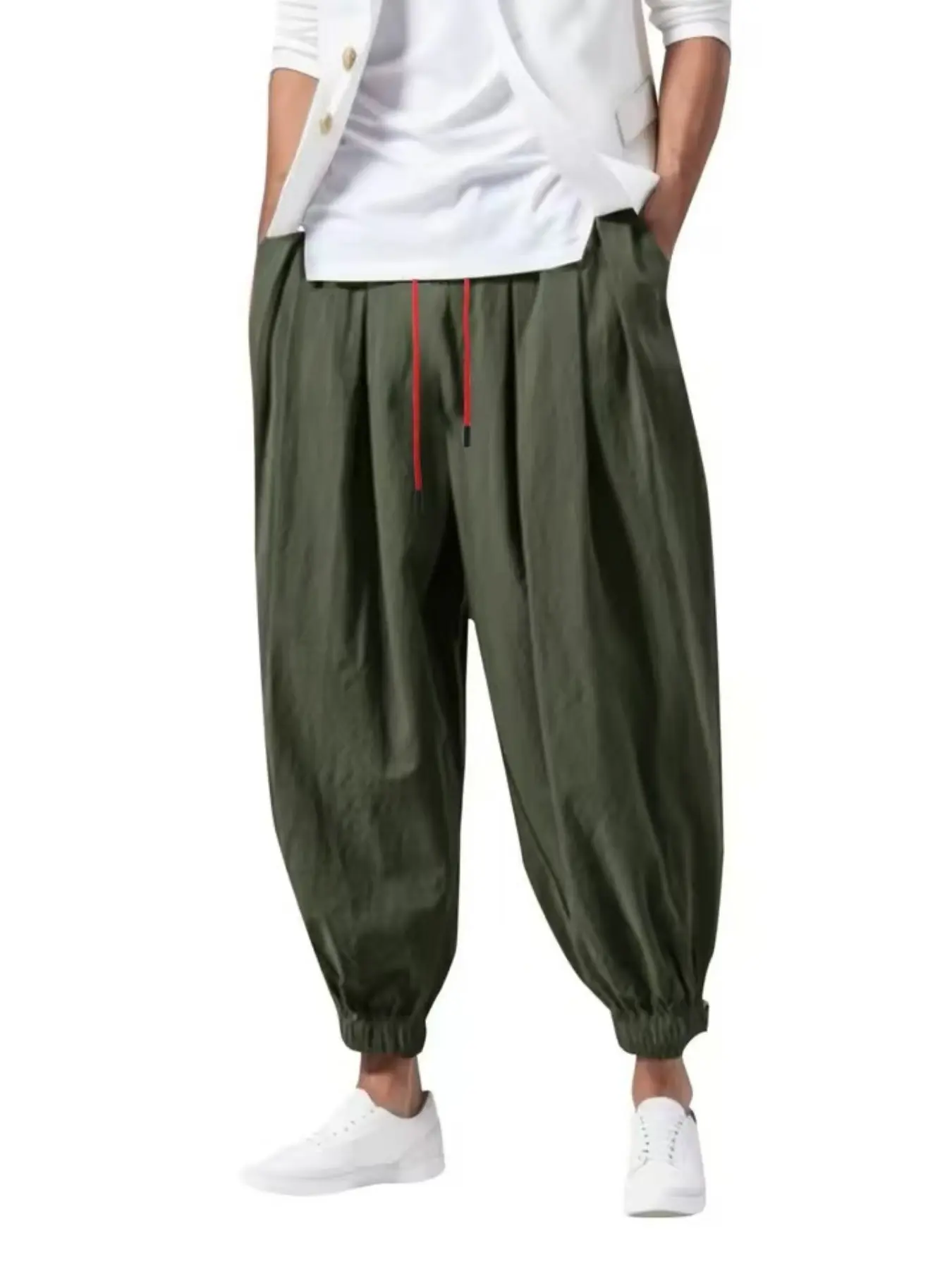 men's loose and casual linen pants, summer lightweight wide-leg Harem pants, All Season Trousers, All Seasons Trousers, breathable, quick-drying, moisture-wicking yoga pants, essential items for men's wardrobes