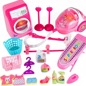 Kids Kitchen Home Appliance Toy Set for Girls, Includes Juicer, Vacuum Cleaner, Washing Machine, Sewing Machine, Iron, Refrigerator, Oven, and Mixer