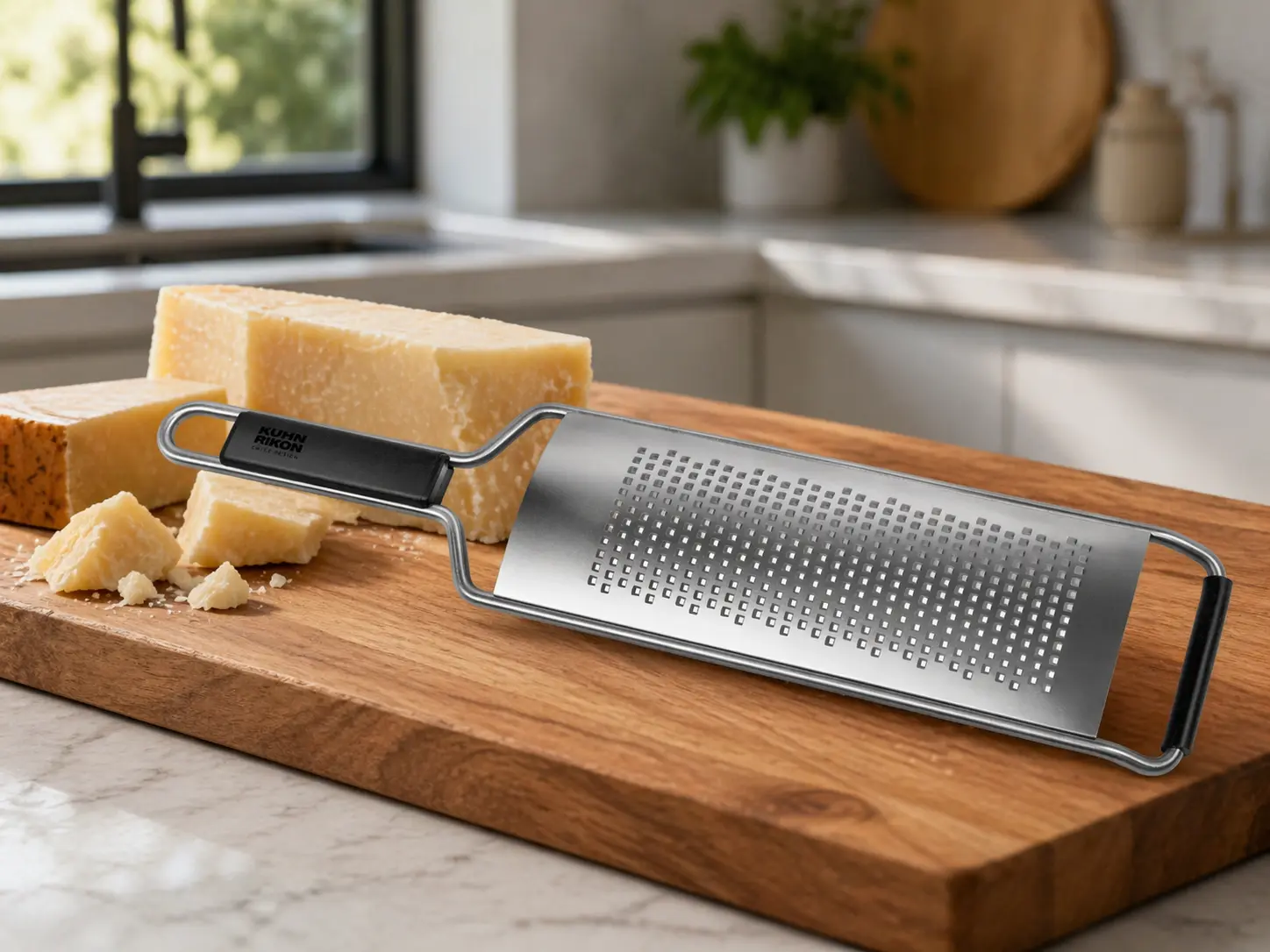 Kuhn Rikon Fine Grater, Stainless Steel Metal Kitchen Utensil with Silicone Base, Ultra Sharp, Sturdy Durable Construction for Fruit Prep