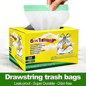 160-Count 13 Gal Boxed Disposable Trashbags, Easy pull design,Non-Tear Puncture-Resistant Kitchen Drawstring Garbage Bags , Durable Easy-to-Use Drawstrings tiktokshopspringglowup