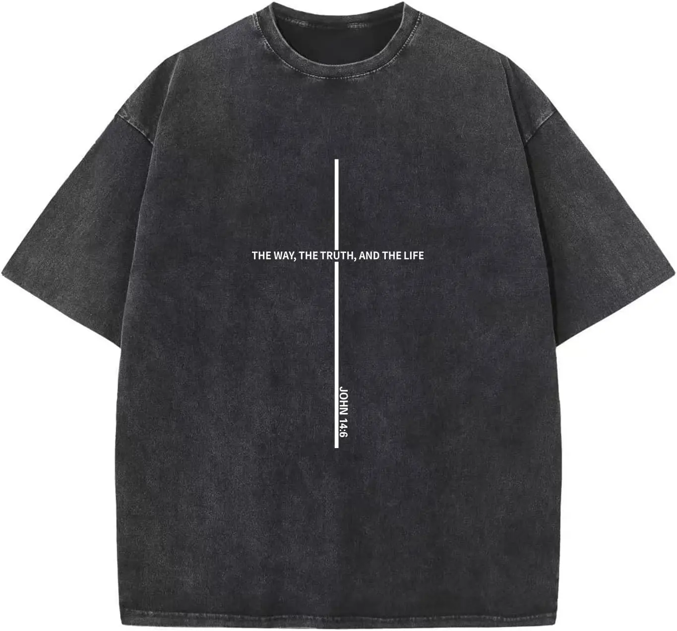Boys' Faith-Inspired Christian Casual T-Shirts - Cross Print Tee, Round Neck, Short Sleeves, Bible Verse, Jesus/God Graphics, Acid Wash Tops for Kids Youth