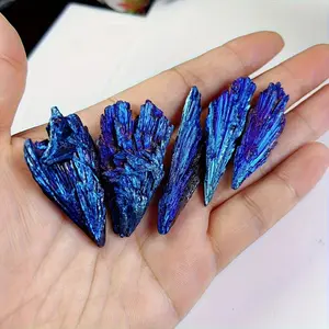 5-piece set of 4-7 cm stunning blue flame feather stones - blue natural black-blue crystal specimens with iridescence, suitable for home decoration and gifts, mineral collection or enthusiasts. decor