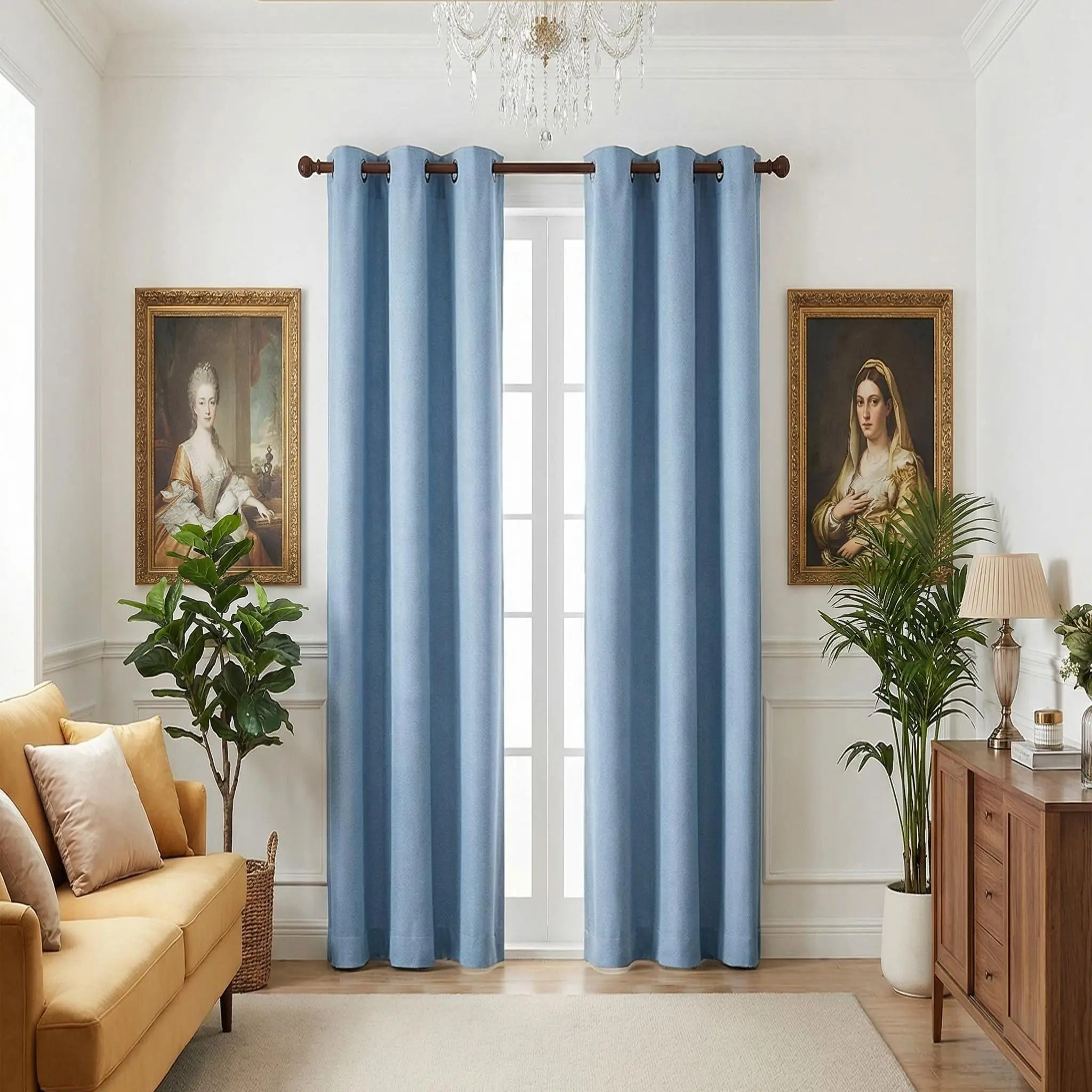 2 Pcs Grommet Top Blackout Drapes - 34x84 in Wrinkle Resistant Durable Solid Color Black Benni Fabric Composite Craft Curtains for Bedroom Home Privacy & Decoration, Blackout Window Cover