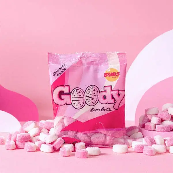 Bubs Goody Strawberry & Vanilla Ovals 90g - Vegan