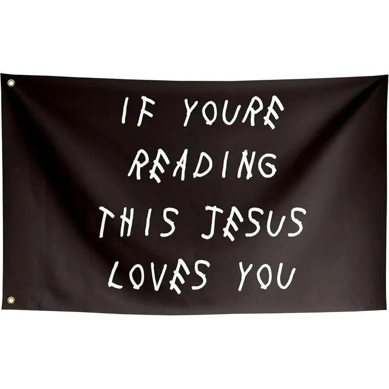 Jesus Loves You Stars and Stripes Decorative Synthetic Tapestry - 60in x 40in Durable Hangable Flag Banner Gift, Black with 2 Copper Grommets, Indoor Home Dorm Wall Decor for Home Supplies, Room, Casual